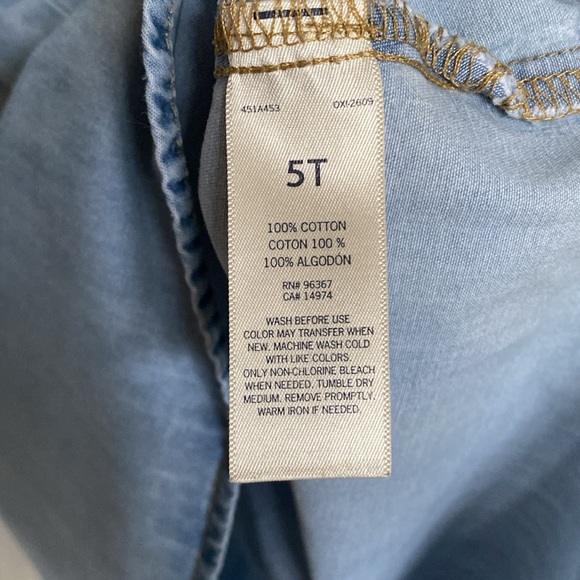 Kids OshKosh B’gosh chambray/denim long sleeves button down 1/4 A line, Size 5T - Picture 8 of 13